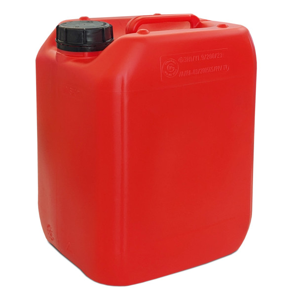 Kunststoff Kanister natur 5 Liter UN stapelbar mit Schraubverschluss DIN 51  rot